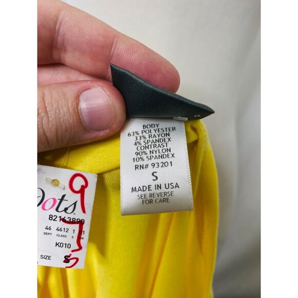 Dots Women’s Shirt Yellow Short Sleeve Scoop Neck Lightweight Size Small - Picture 7 of 7